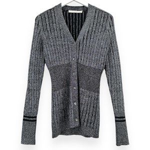Rodarte x & Other Stories Silver Gray Metallic Rib Knit Light Cardigan Sweater
